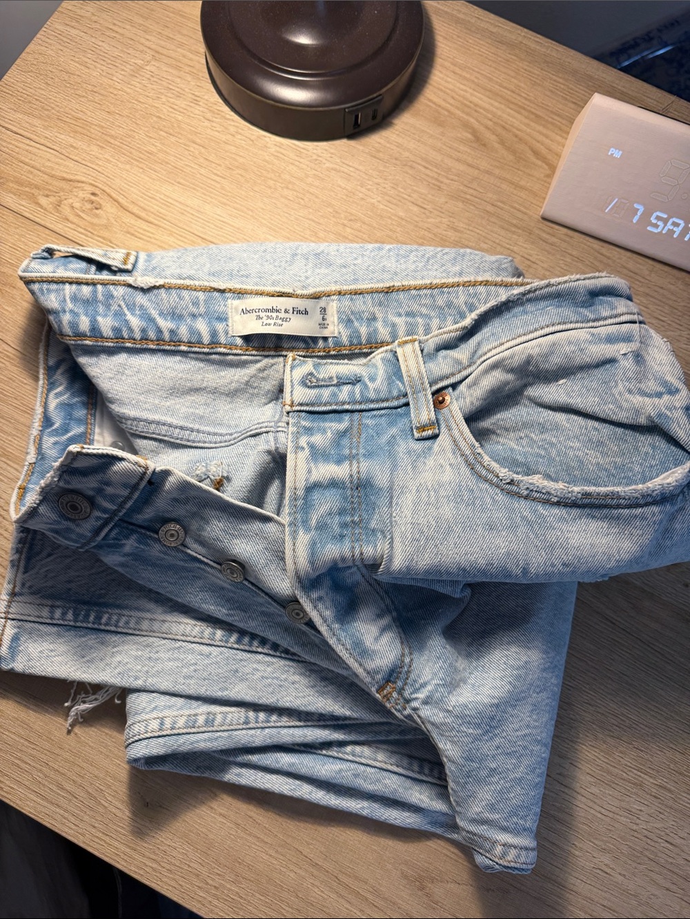 Abercrombie & Fitch Light Blue High-Rise Button-Fly Jeans